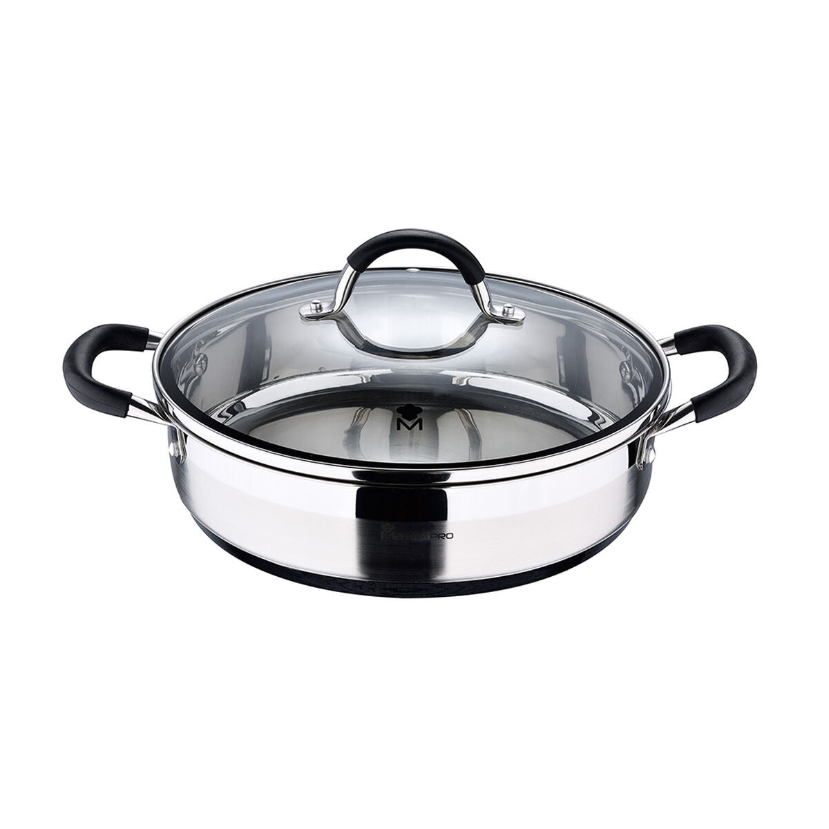 Casserole with lid Masterpro Stainless steel AISI 304 (3,8 L) 28 x 7 cm-0