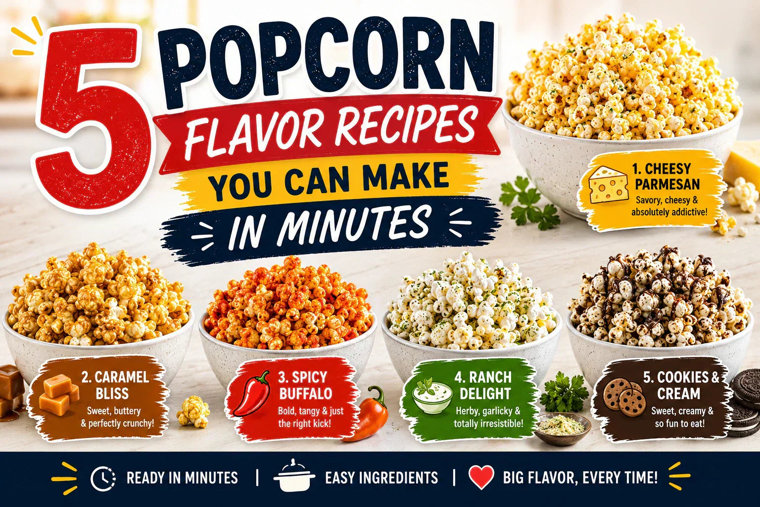 5 Popcorn Flavor Recipes You Can Make in Minutes