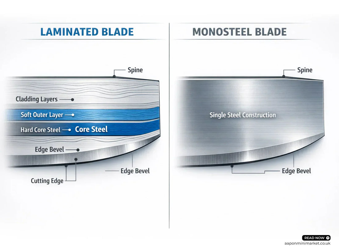Aapon mini market Laminated vs Monosteel Knife Blades