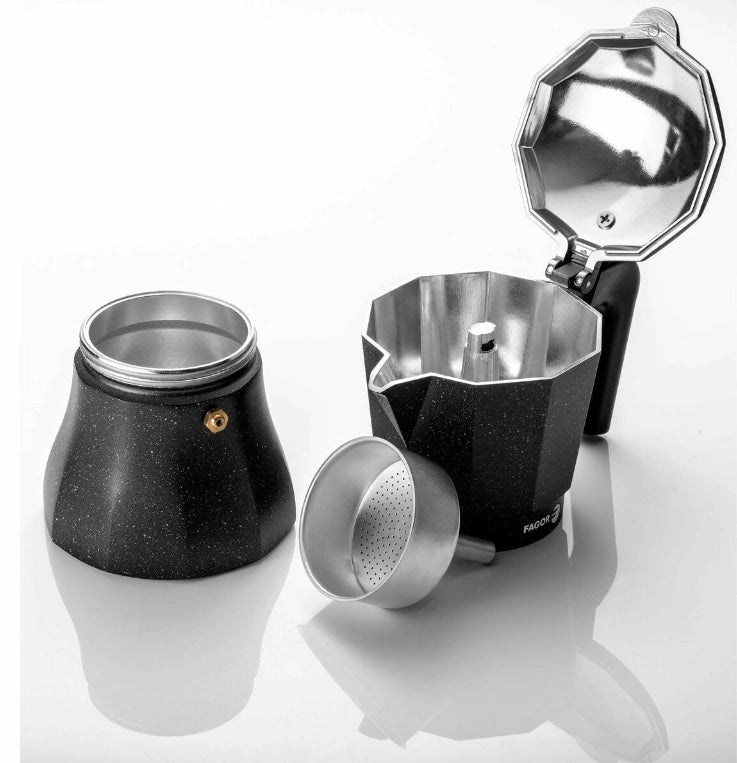 Aaponminimarket Italian Coffee Pot Fagor TIRAMISU 6 Black Aluminium