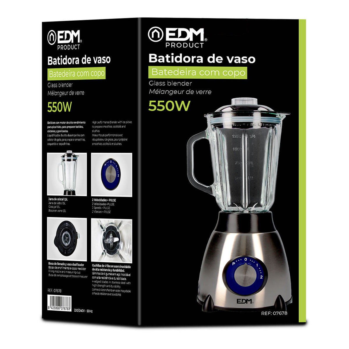 Cup Blender EDM 07678 Black 550 W 1,5 L-2