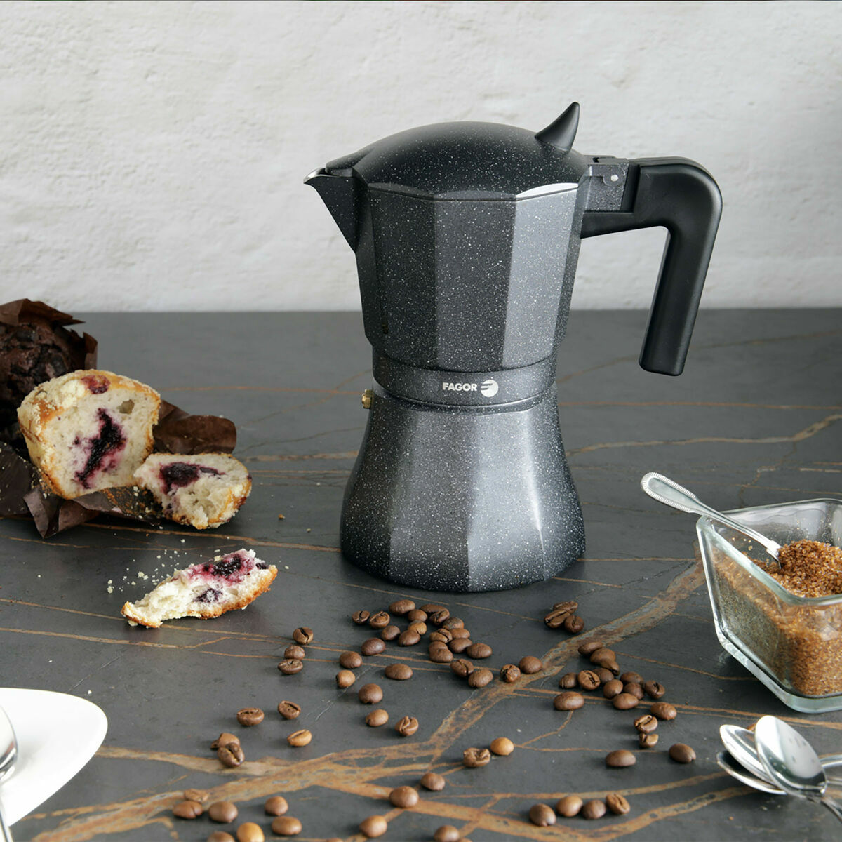 Italian Coffee Pot Fagor TIRAMISU 6 Black Aluminium-17