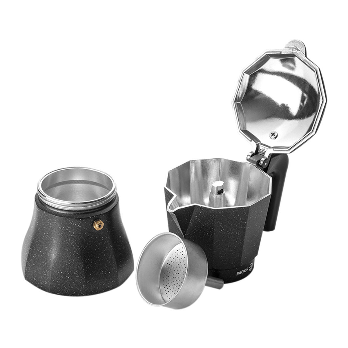 Italian Coffee Pot Fagor TIRAMISU 6 Black Aluminium-4