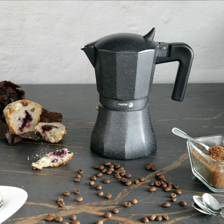 Aaponminimarket Italian Coffee Pot Fagor TIRAMISU 6 Black Aluminium