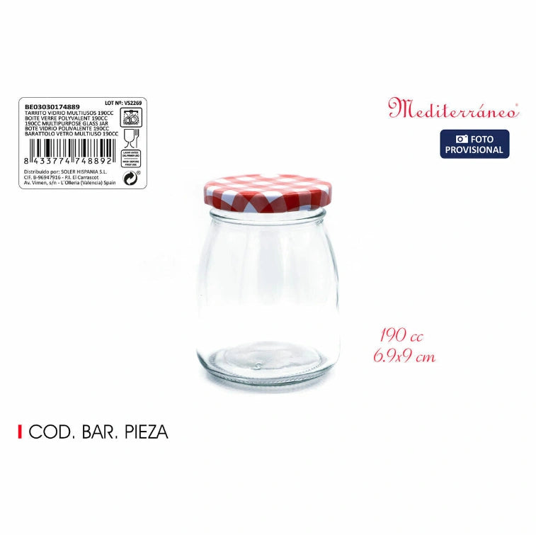 Aaponminimarket Glass Jar Mediterraneo Multi-use 190 ml Glass (48 Units)