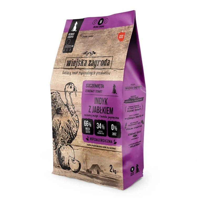 Aaponminimarket Fodder WIEJSKA ZAGRODA Turkey with apple M Puppy Turkey 9 kg