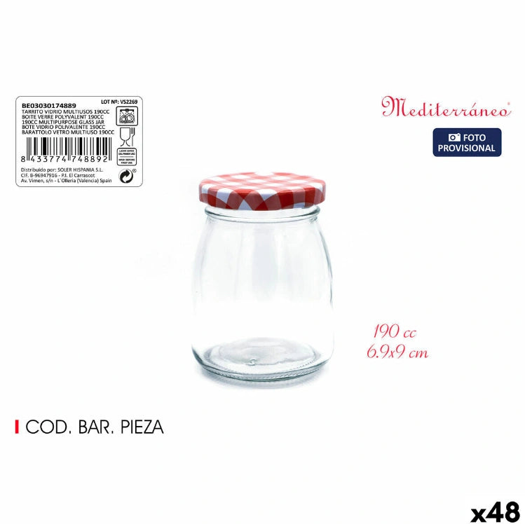 Aaponminimarket Glass Jar Mediterraneo Multi-use 190 ml Glass (48 Units)