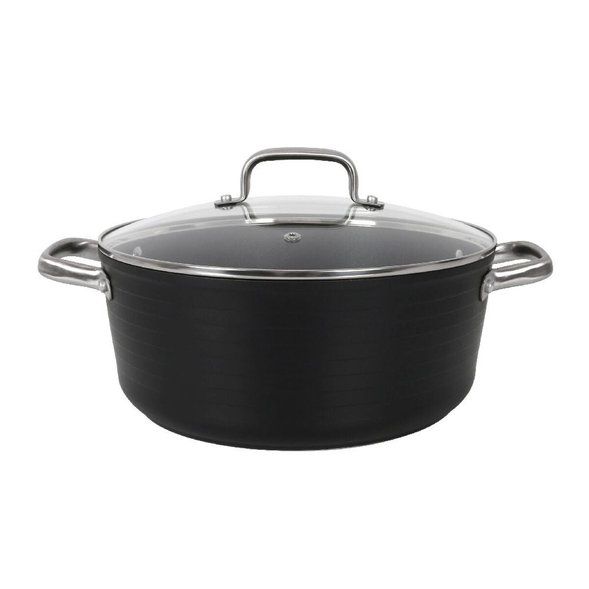 Casserole with glass lid Quttin Spiral Ø 28 cm Toughened aluminium (2 Units)-1