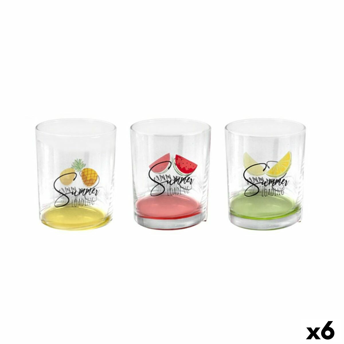 Set of glasses Home Style Summer Fruits 280 ml 3 Pieces (6 Units)-0