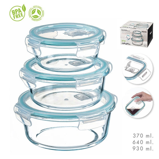 Aaponminimarket Set of Stackable Hermetically-sealed Kitchen Containers Kozina Circular 3 Pieces